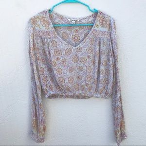 Billabong Floral Cropped V-Neck Top
